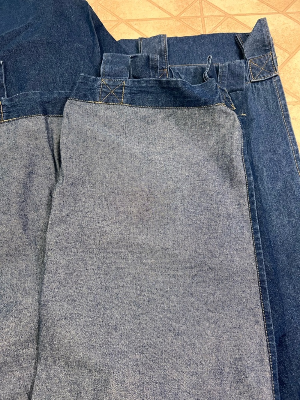 Woolrich Blue Jean Denim Tab Top Curtain Panels (Set) Drapes Western Boy 52 X 64 - Picture 4 of 6